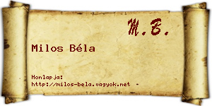 Milos Béla névjegykártya