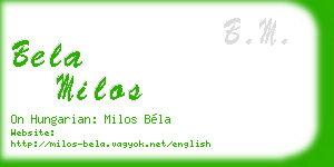 bela milos business card
